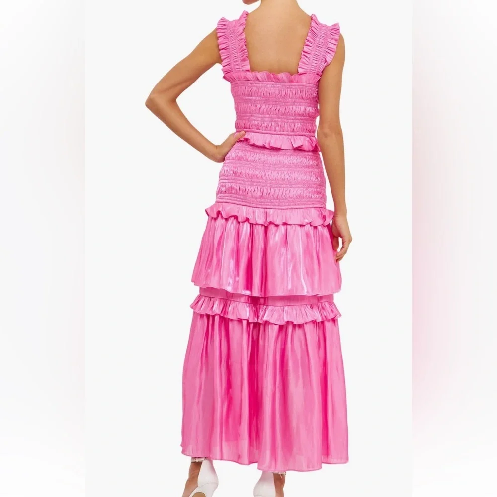 NWT endless rose sheer smocked tiered maxi dress size medium - Picture 5 of 7